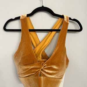 NWT Fabletics Gold Velvet Sports Bra